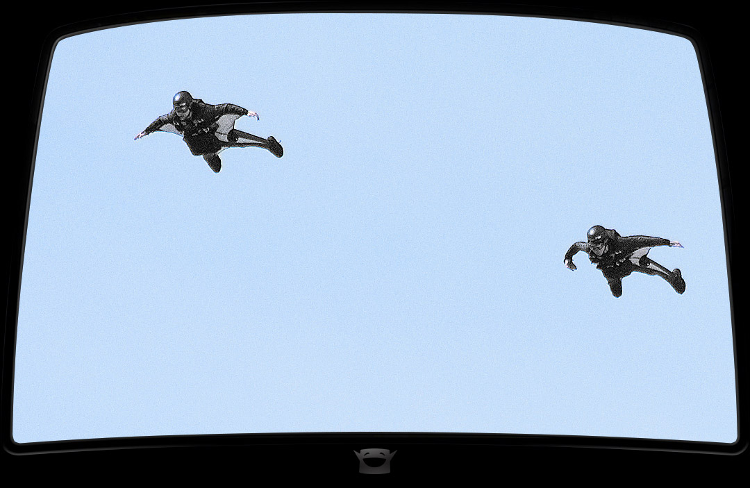 Wingsuit skydivers in flight